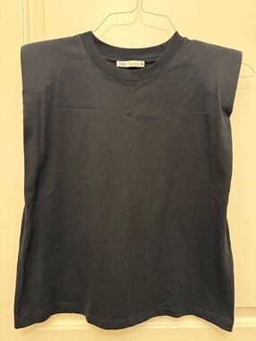 Zara Black Padded-Shoulder Sleeveless Top